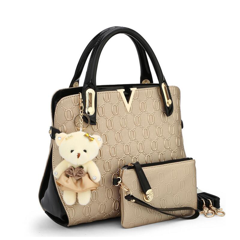 neue mode prägung pu Damen Handtasche gesetzt Qualitäten dame tote bolsa Reißverschluss nieten Luxus