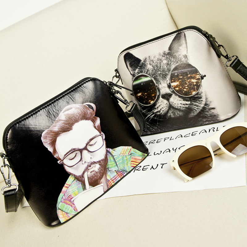 Mini Vintage Damen Umhängetaschen Mode Shell Damen Tasche Neue Pu Leder Damen Nachricht Beutel Zeichenmuster