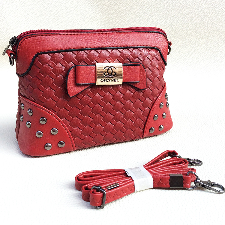 Neuen Damen Leder Handtasche Mode Lingge Schultertasche Kupplung Tote Geldbeutel Hobo Messenger Doppel Metall Bogen