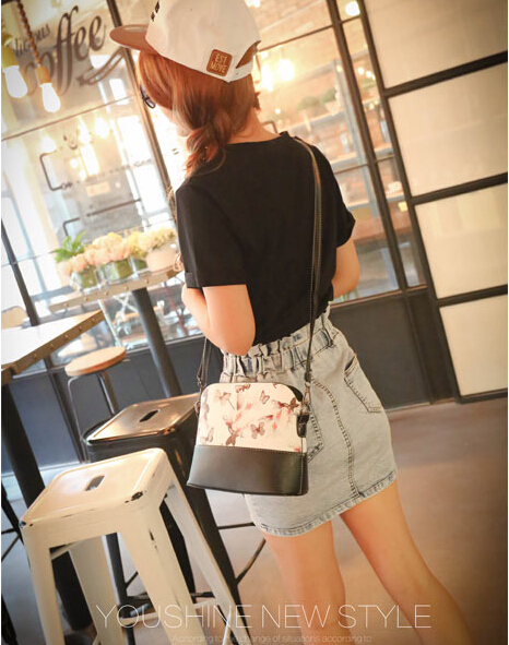 Korean Floral Bedruckte Kleine Damen Shell Damen Crossbody Messenger bags Handtaschen Geldbörsen Schlinge