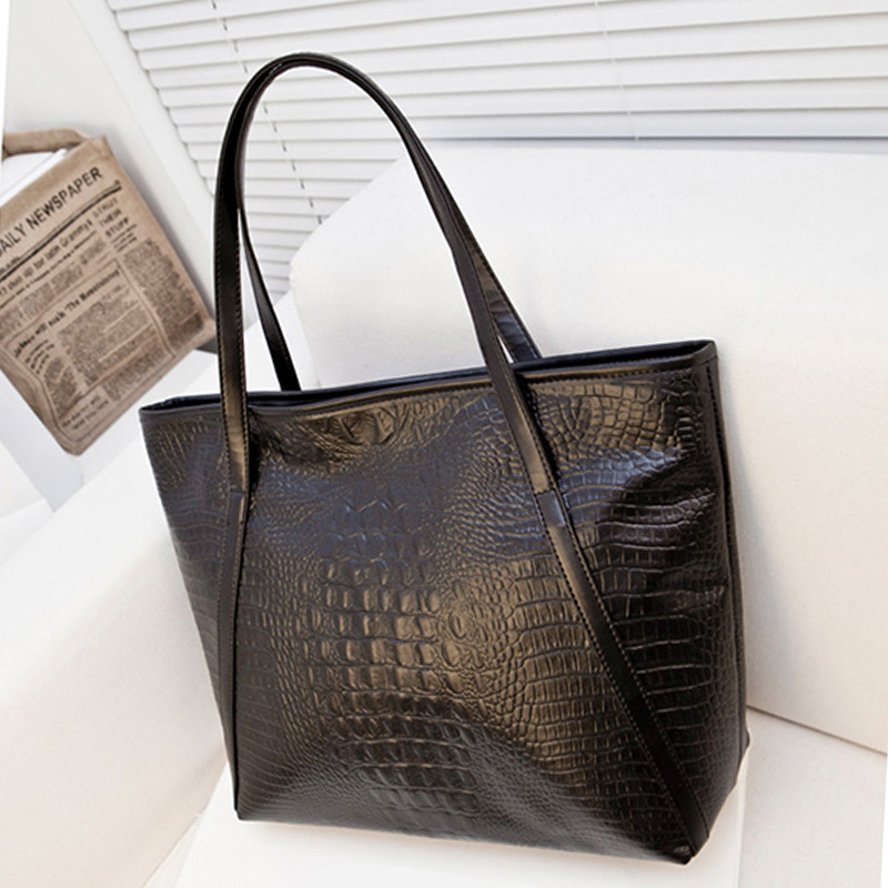 Schwarz Casual Damen Umhängetaschen Pu Leder Weibliche Großen Tragetaschen für Damen Handtasche