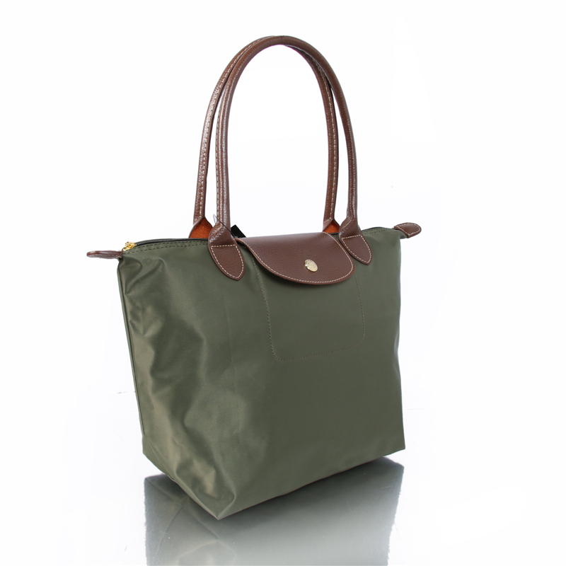 Französisch Marke Damen Lange Nylon Vintage Tote Tasche PU Griff Einkaufs Schulter Handtaschen Folding Schule