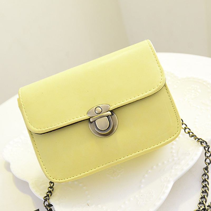 Neue Mode Damen Messenger bags Kette Umhängetasche Pu Leder Candy Farbe Crossbody Mini Tasche Reine Farbe