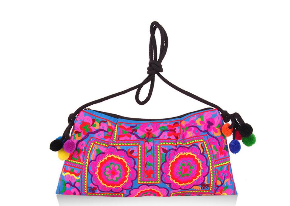 Freies Verschiffen Nationalen Trend handgefertigten Stoff Stickerei bestickte Taschen Schulter Umhängetasche Tag