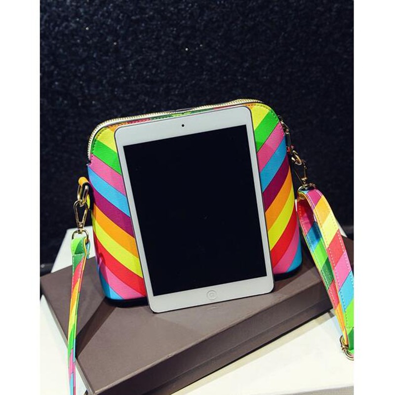 Vogue Regenbogen shell Tasche sommer strand Berühmte marke mode pu Leder Damen Handtasche niet Damen