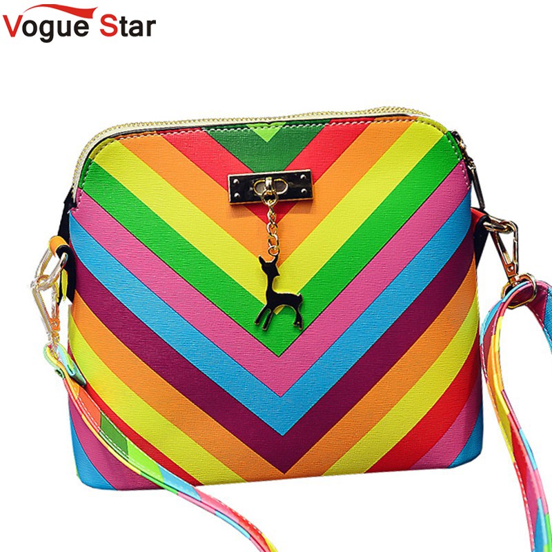 Vogue Regenbogen shell Tasche sommer strand Berühmte marke mode pu Leder Damen Handtasche niet Damen