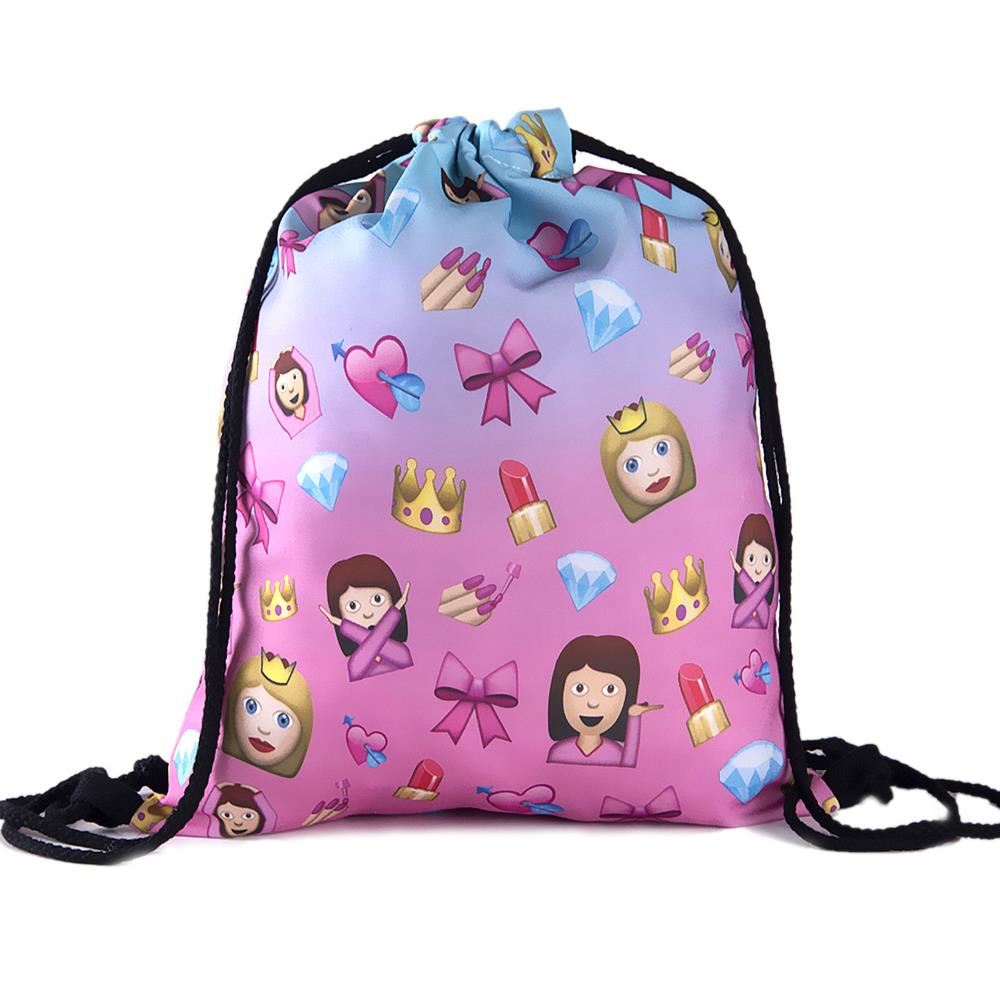 Tasche Damen Emoji Rucksack Neue Mode Damen Rucksäcke 3D Druck Kordelzug Beutel Für Herren