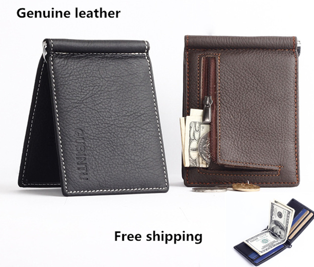 Echtes Leder Herren Brieftaschen Mit Reißverschluss Münzfach Berühmten Marke Vintage Herren