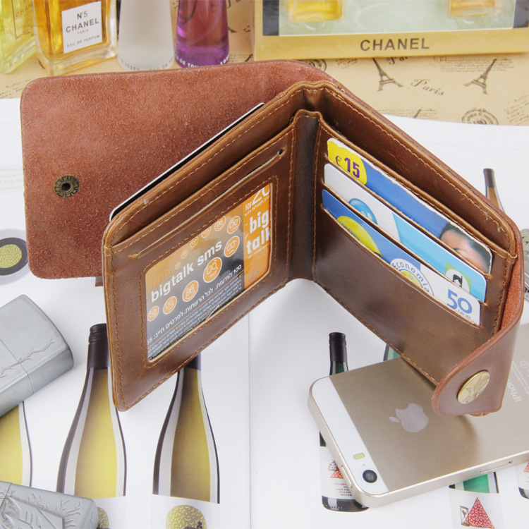 Heiß verkauf! Crazy Horse Haut Herren Brieftaschen Polo Brieftasche Für Herren Designer Marke Geldbörse