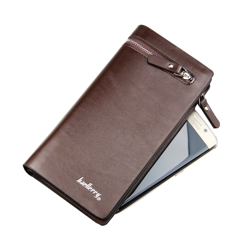 Neue geschäfts Herren Brieftasche langen Reißverschluss Geldbörse Aus Echtem Leder Herren Brieftasche