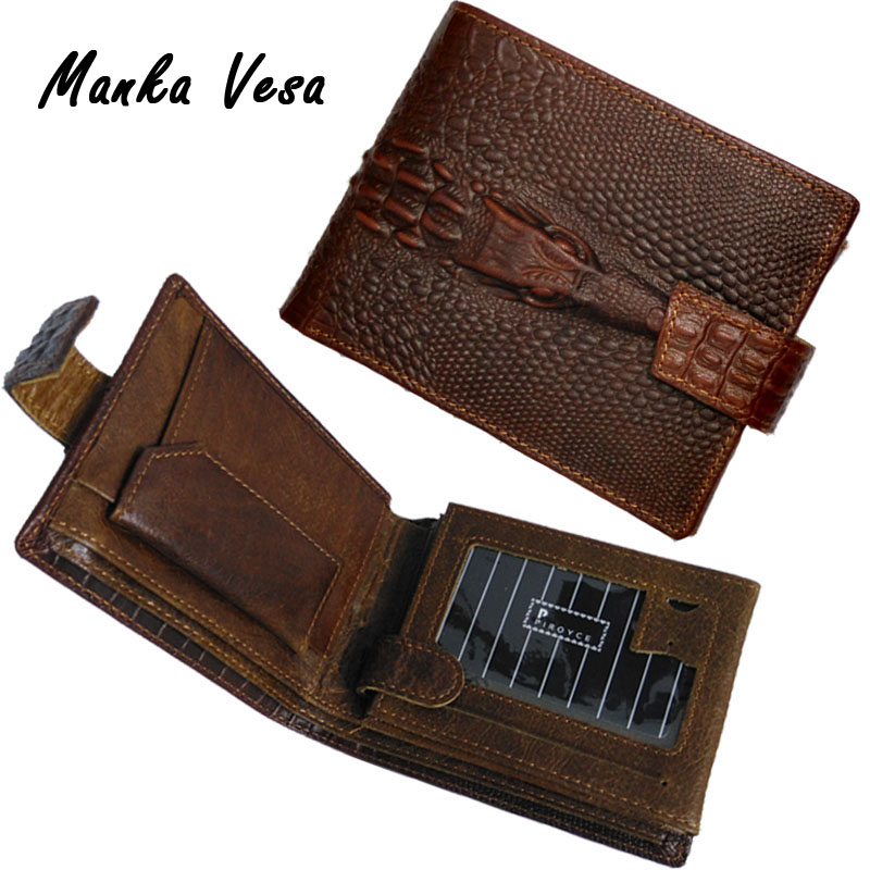 Hot Casual PU Leather Short Alligator Head Men Wallet Hasp Buckle Coin Pocket Men Coin Purses Wallet