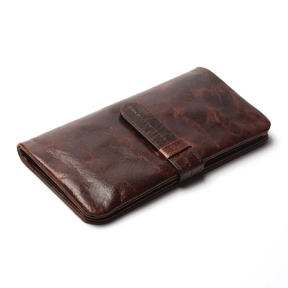 Luxus Marke Hohe Qualität 100% Top Echte öl Wachs RindsLeder Herren Lange Bifold Geldbörse Vintage