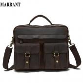 Echtes Leder Herren Crazy Horse Leder Herren Handtaschen Casual Business Laptop Umhängetaschen Aktentasche