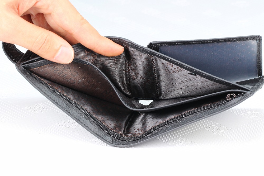 Mens Gentleman Pharao Muster Textur Schwarz Reale Echtes Leder Bifold ReißverschlussTasche Geldbörse Kreditkarte