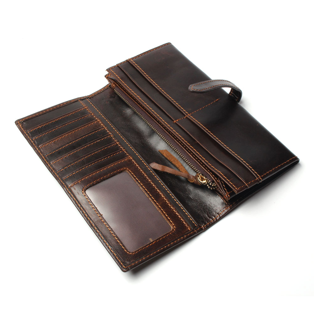 Neue Luxus Marke 100% Top Echtem RindsLeder Hohe Qualität Herren Lange Brieftasche Geldbörse Vintage Design