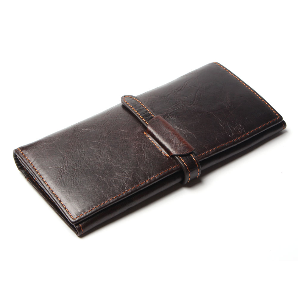 Neue Luxus Marke 100% Top Echtem RindsLeder Hohe Qualität Herren Lange Brieftasche Geldbörse Vintage Design