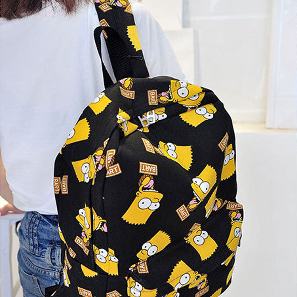 Cartoon Schule Umhängetasche Simpson Printting Rucksäcke Leinwand für Mädchen Jungen