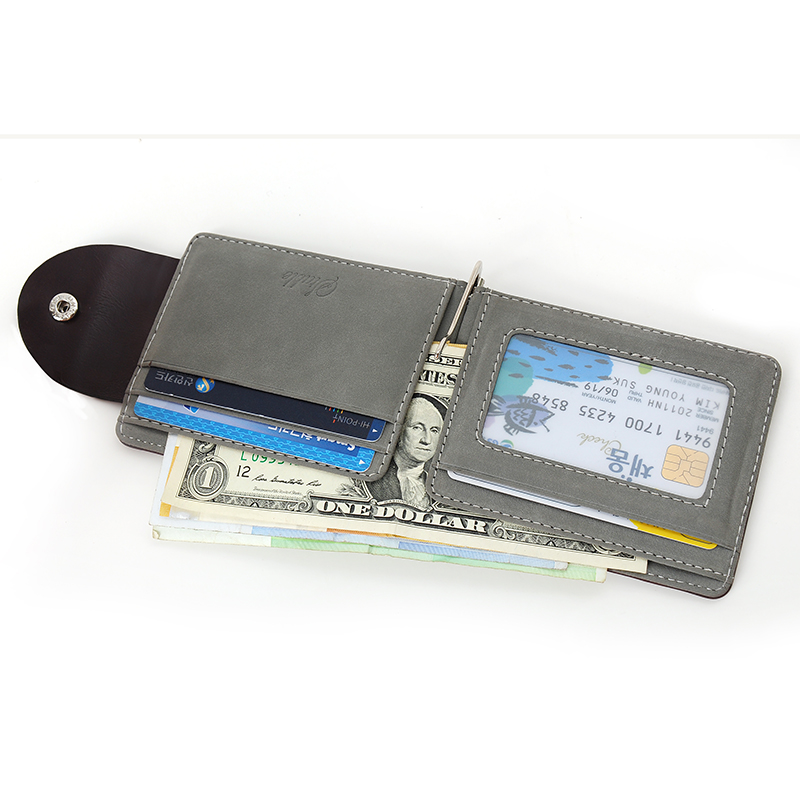 2 Farben Braun und grau Geld Clips Korea Mode hohe Qualität Herren Brieftaschen Haspe Mini Geldbörsen