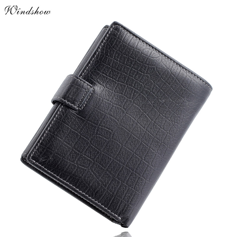Berühmte Marke Mens Gentleman Schwarz Large Bifold echtes Leder Brieftasche Passcard Tasche Gutschrift