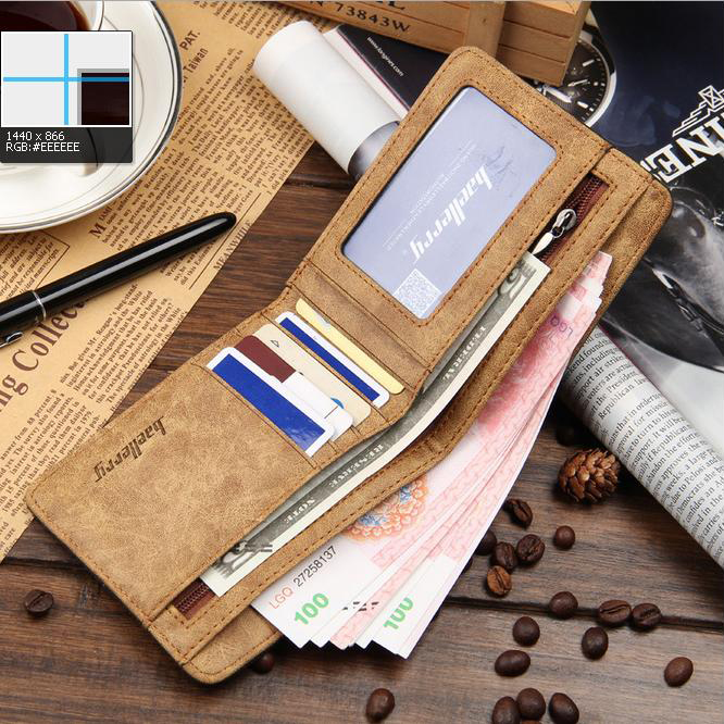 klassische Schwarz Braun Fashion Qualität Herren Geldbörsen Leinwand ReißverschlussTasche Foto