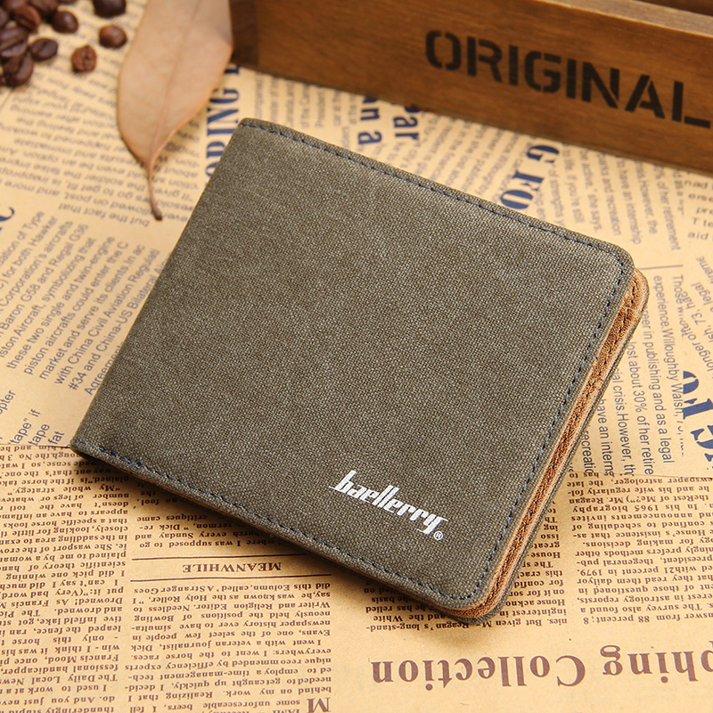 klassische Schwarz Braun Fashion Qualität Herren Geldbörsen Leinwand ReißverschlussTasche Foto