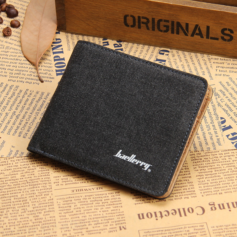 klassische Schwarz Braun Fashion Qualität Herren Geldbörsen Leinwand ReißverschlussTasche Foto