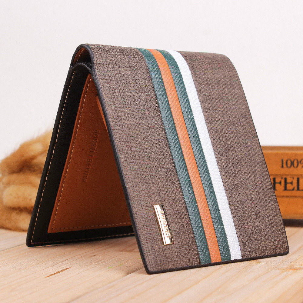 designer echte pu Lederne mappe Herren Brieftaschen luxus marke Brown Striped russland Geldscheinklammer