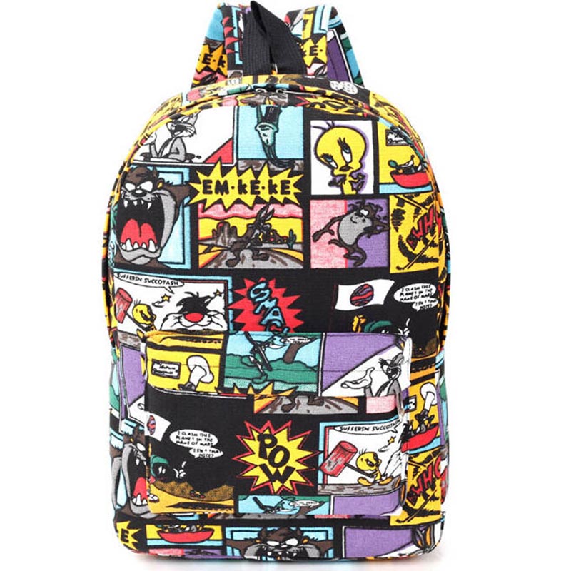 Hippie Facebook Leinwand Rucksäcke Schüler Schultasche Cartoon mc Druck Rucksack Outdoor Travel Pack Graffiti