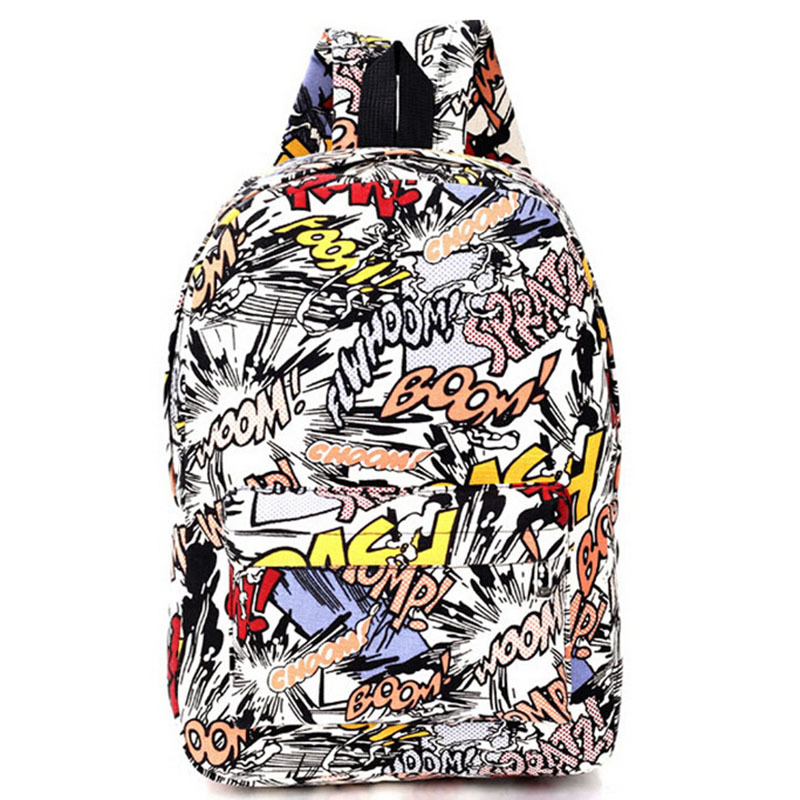 Hippie Facebook Leinwand Rucksäcke Schüler Schultasche Cartoon mc Druck Rucksack Outdoor Travel Pack Graffiti