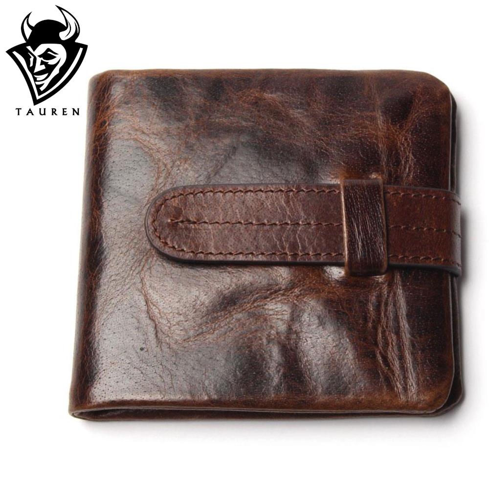 Luxus Vintage Casual 100% Echte Echtem RindsLeder öl Wachs Leder Herren Kurze Brieftasche Brieftaschen Geldbörse