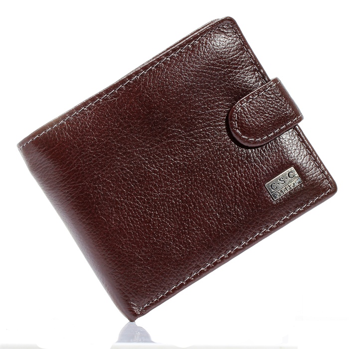 Mens Brown Kaffee Weiche Litschistria Reale Echtes Leder bifold Münzfach ID Kreditkarte Reißverschluss Tasche