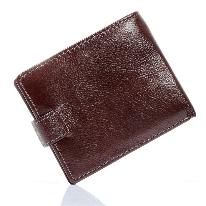 Mens Brown Kaffee Weiche Litschistria Reale Echtes Leder bifold Münzfach ID Kreditkarte Reißverschluss Tasche