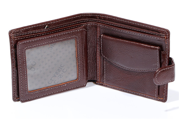 Mens Brown Kaffee Weiche Litschistria Reale Echtes Leder bifold Münzfach ID Kreditkarte Reißverschluss Tasche