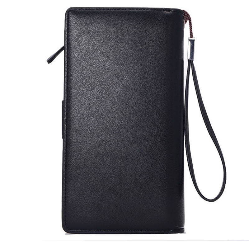 Men wallet zipper pocket male clutch multifunction genuine leather wallets long cellphone bag big capacity