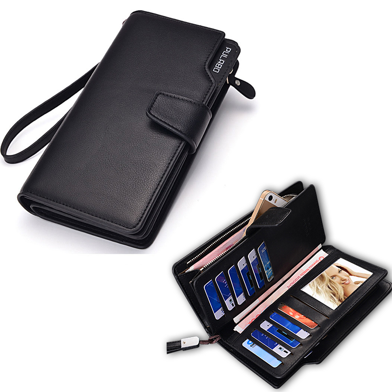 Men wallet zipper pocket male clutch multifunction genuine leather wallets long cellphone bag big capacity