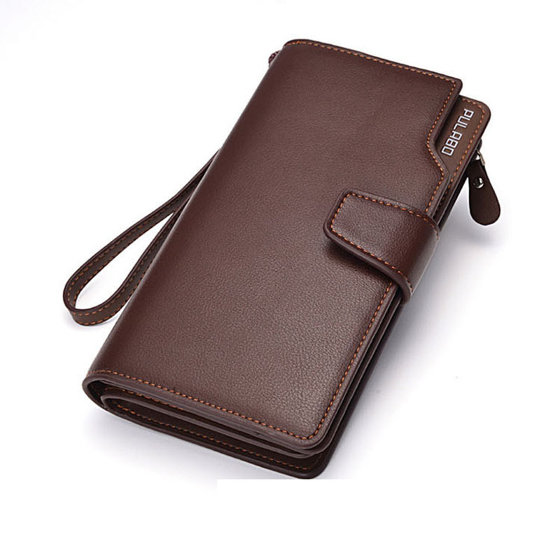 Men wallet zipper pocket male clutch multifunction genuine leather wallets long cellphone bag big capacity