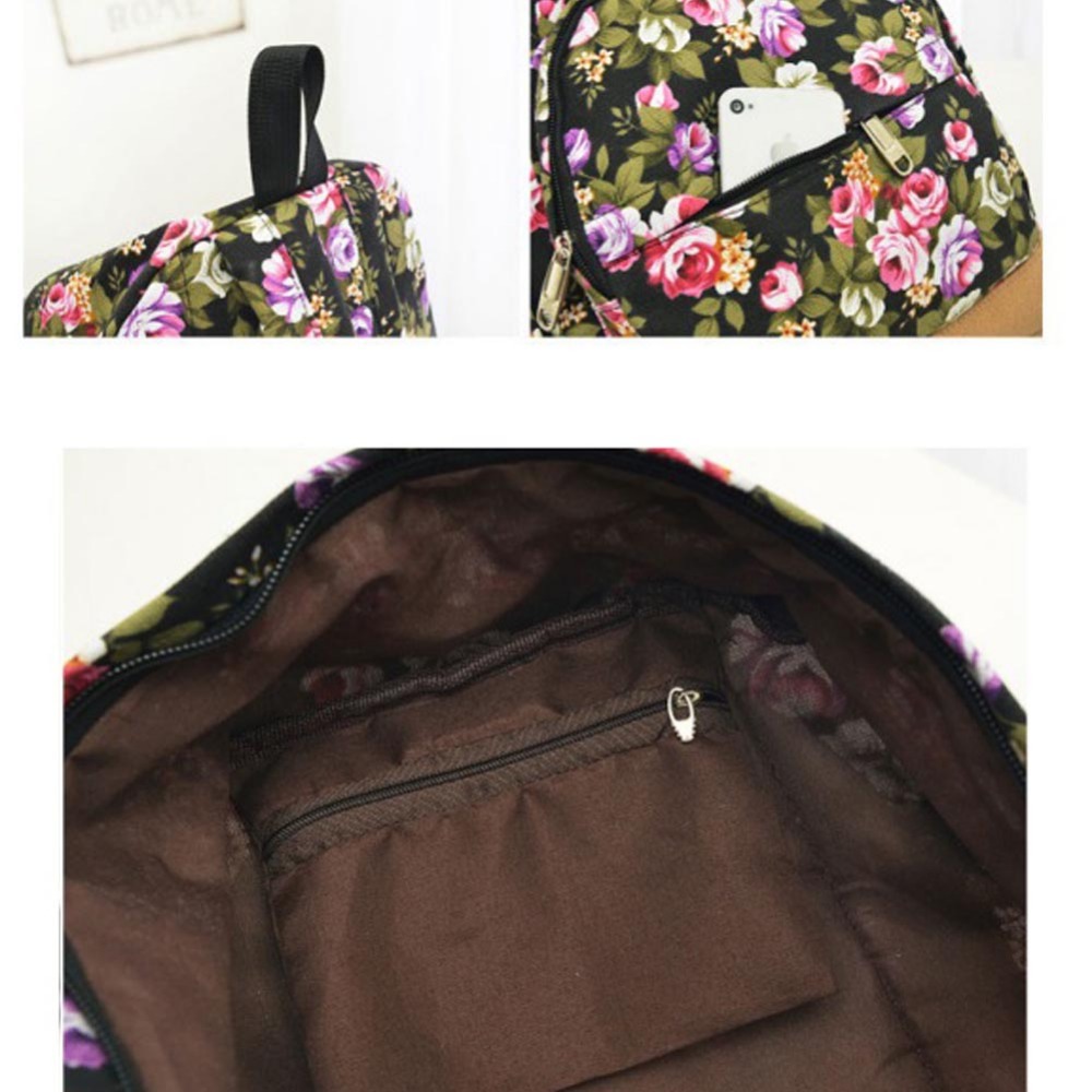 Retro Damen Leinwand ReiseRucksack Hobo Schultasche Satchel Rucksack floral bedruckte Rucksäcke