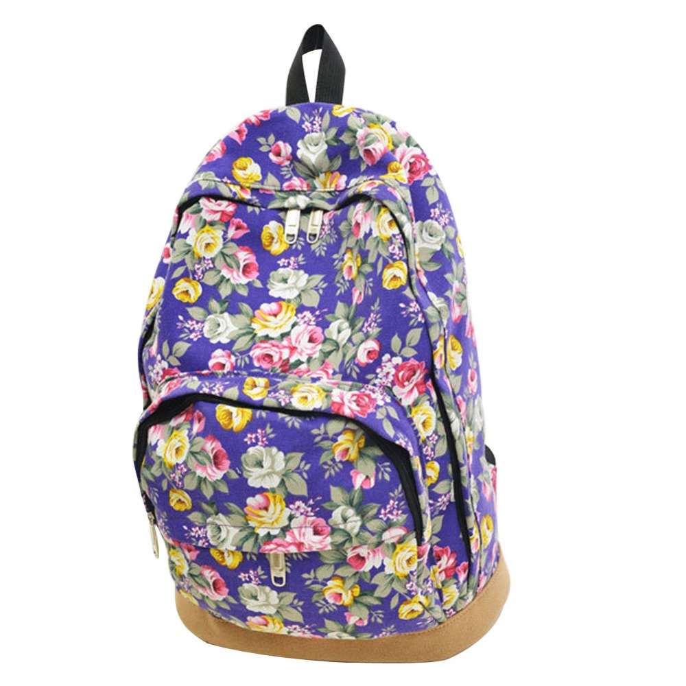 Retro Damen Leinwand ReiseRucksack Hobo Schultasche Satchel Rucksack floral bedruckte Rucksäcke