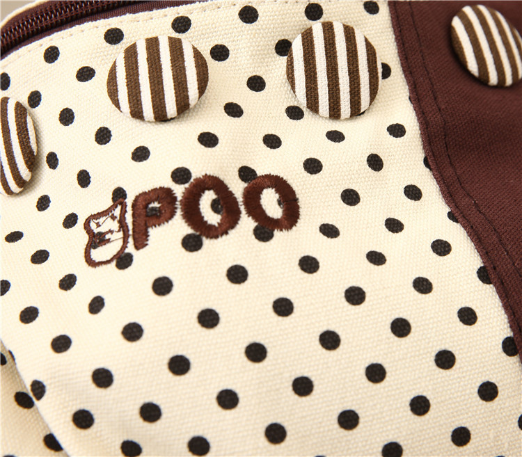 Neue Mode Damen Rucksack Kontrast Polka Dot Taste Dekoration Leinwand Umhängetasche Khaki mit Red Dot