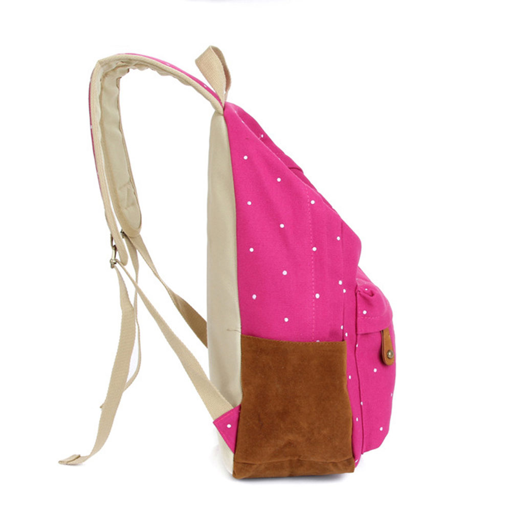 Trendy casual leinwand Rucksack Damenmode Schultaschen für mädchen dot druck Rucksack Umhängetaschen