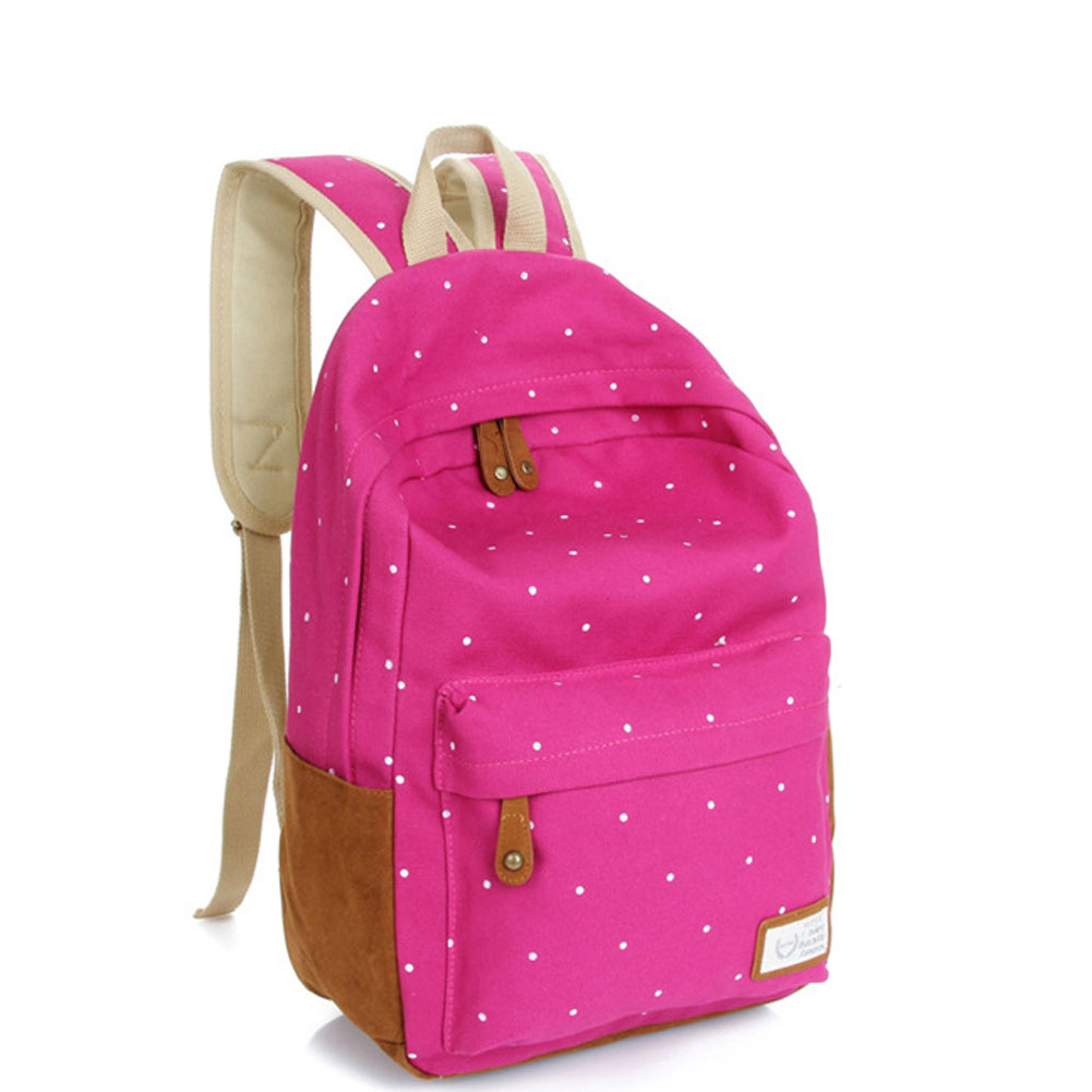Trendy casual leinwand Rucksack Damenmode Schultaschen für mädchen dot druck Rucksack Umhängetaschen