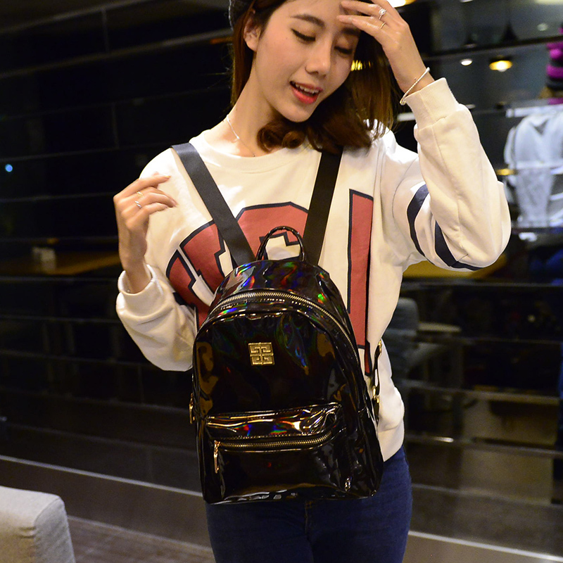 Neue Hologramm Laser Rucksack Mädchen Schultasche Schulter Damen Regenbogen Bunte Metallic Silber Laser Holographi