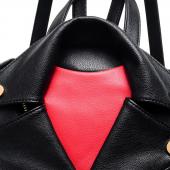 neueste Damen Designer Motorrad Revers Jacke Rucksäcke Mode Pu Leder Rucksack Weiblichen Verdoppelt Rucksack