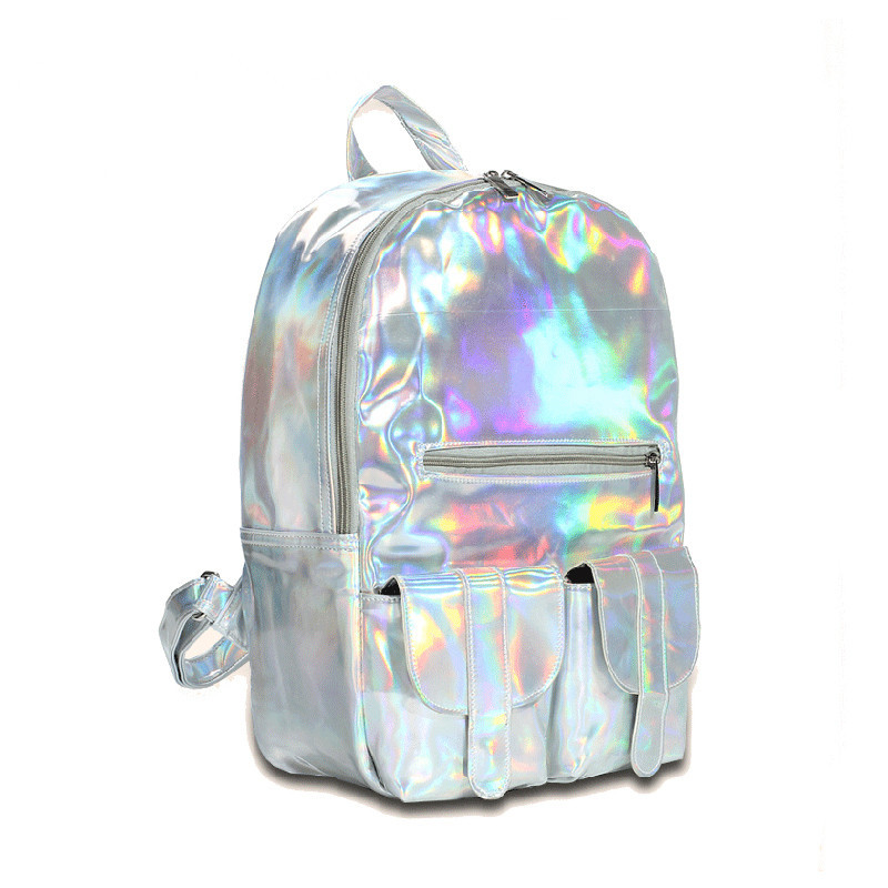 Hotselling Mode Hologram Rucksack Für Schüler Damen Laser Silber Farbe Holographic Tasche