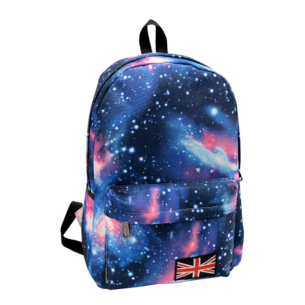 Mode Unisex Sterne Universum Raum Rucksack Schule Buchen Rucksäcke Britischen flagge Umhängetasche