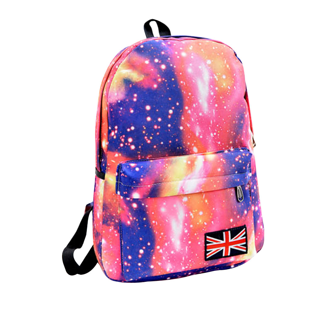 Mode Unisex Sterne Universum Raum Rucksack Schule Buchen Rucksäcke Britischen flagge Umhängetasche