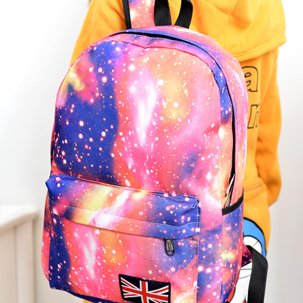 Mode Unisex Sterne Universum Raum Rucksack Schule Buchen Rucksäcke Britischen flagge Umhängetasche