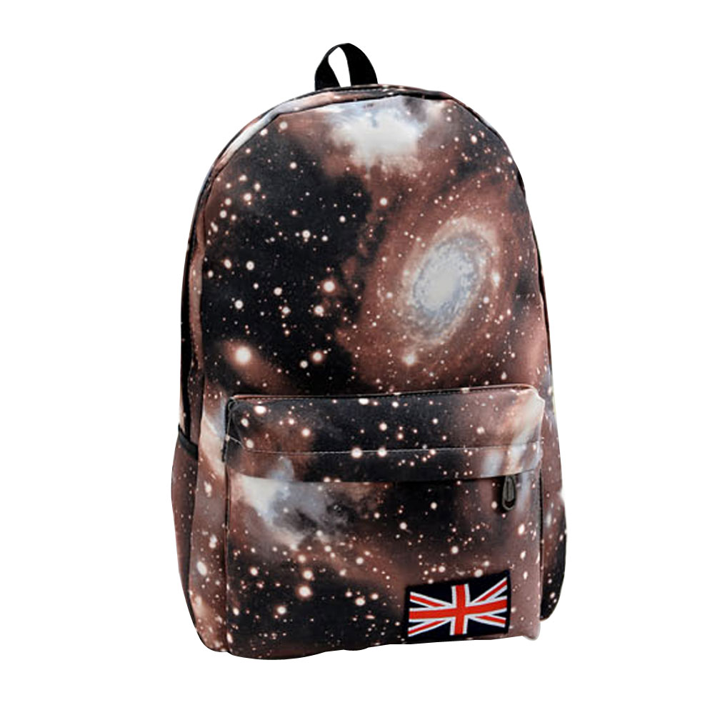 Mode Unisex Sterne Universum Raum Rucksack Schule Buchen Rucksäcke Britischen flagge Umhängetasche