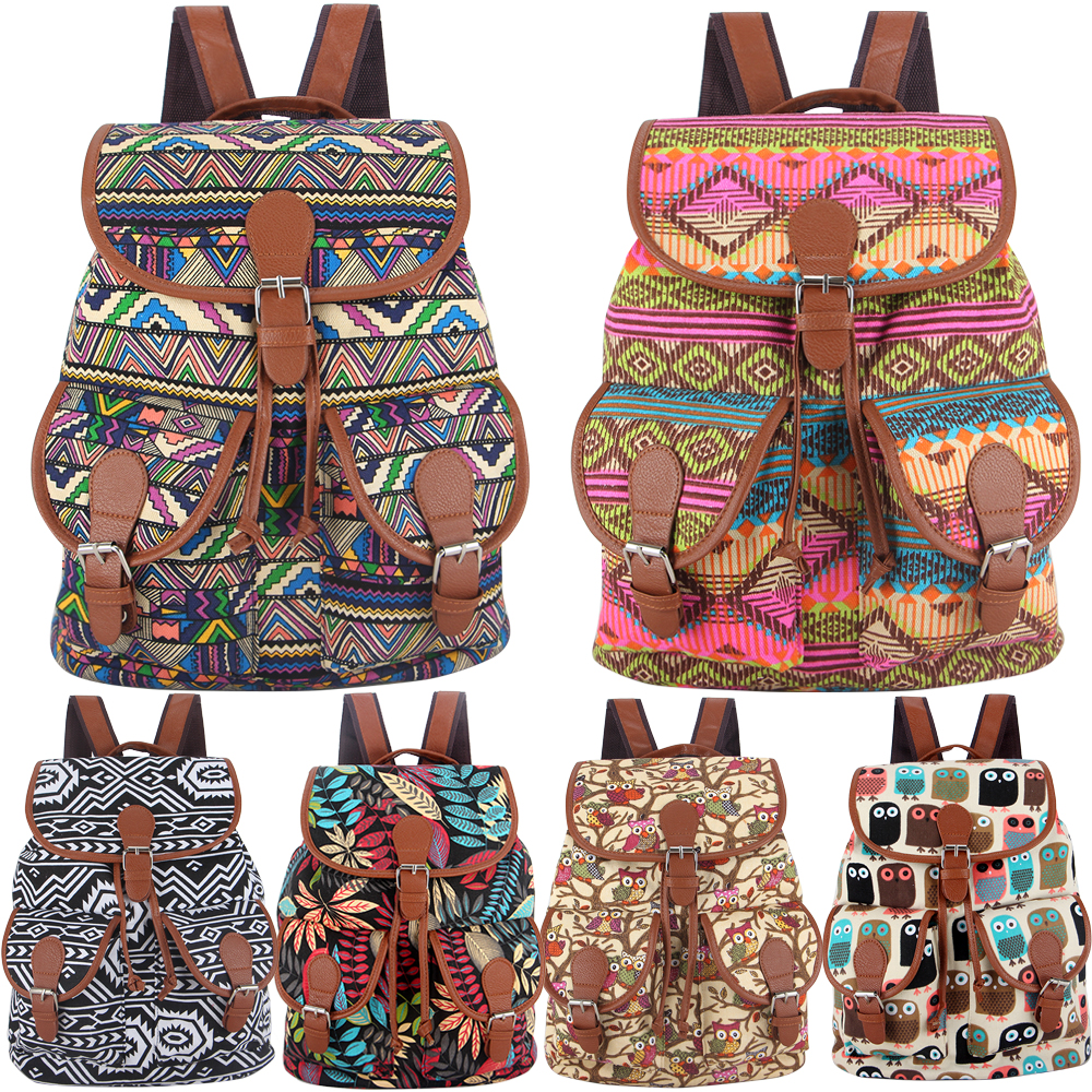 30 Farben Exklusive Handgefertigte Vintage Rucksack Printing Segeltuch Damen Rucksack Mujer Mochila Escolar Feminina