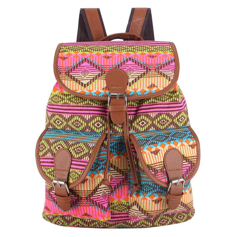 30 Farben Exklusive Handgefertigte Vintage Rucksack Printing Segeltuch Damen Rucksack Mujer Mochila Escolar Feminina